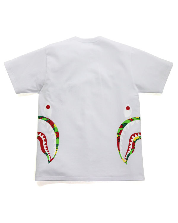 T Shirts Bape STA Camo Side Shark Homme Blanche | HRJFX8670