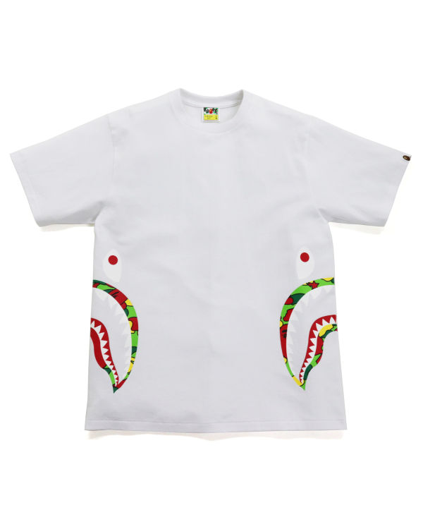 T Shirts Bape STA Camo Side Shark Homme Blanche | HRJFX8670