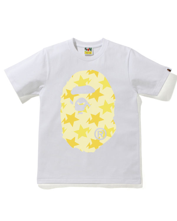 T Shirts Bape STA Pattern Big Ape Head Femme Blanche | HTVQK7362