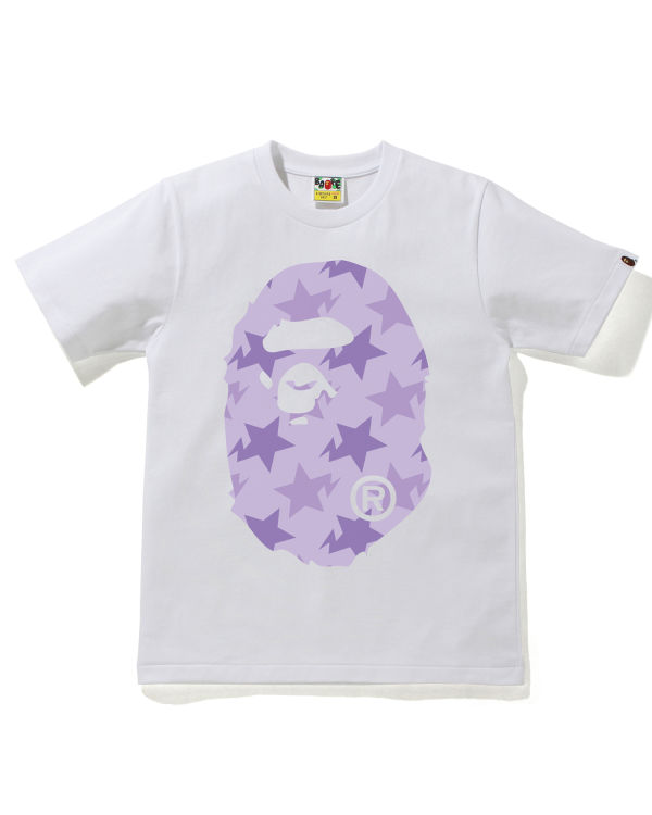 T Shirts Bape STA Pattern Big Ape Head Femme Blanche | HXNGJ0514