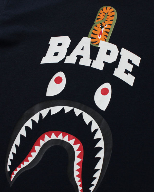 T Shirts Bape Shark Print Enfant Bleu Marine Bleu | TKWZU6041