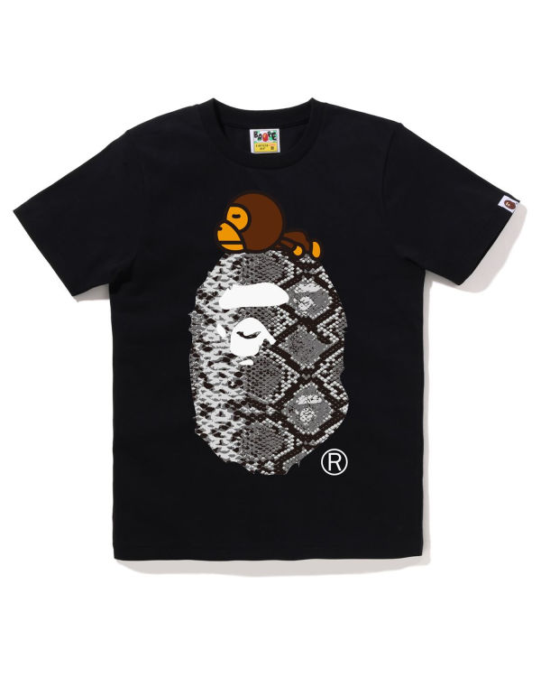 T Shirts Bape Snake Milo On Big Ape Femme Noir | VJNFB0735