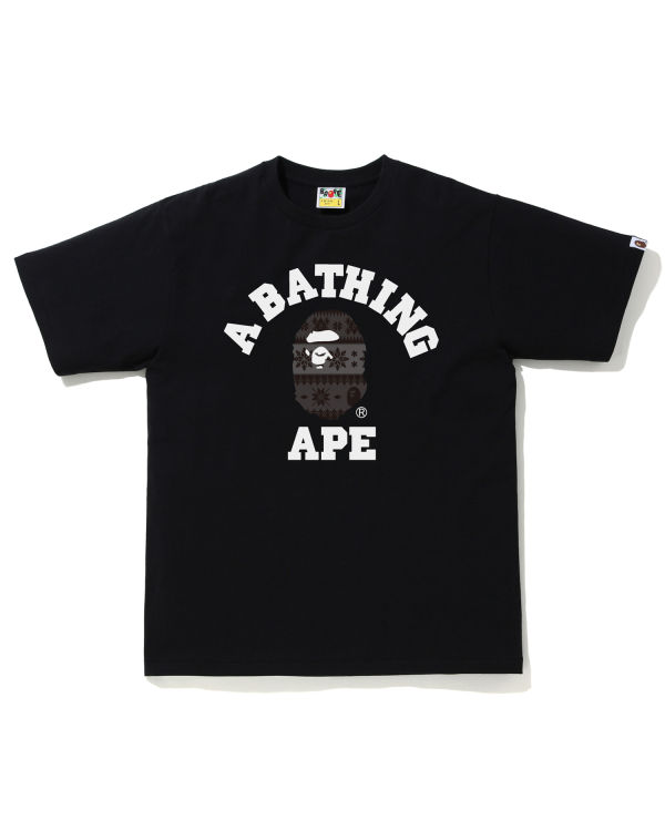 T Shirts Bape Snow Pattern College Homme Noir | DZYWN6871