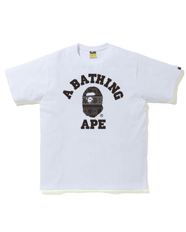 T Shirts Bape Snow Pattern College Homme Blanche | VJZNU2847