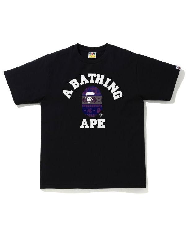 T Shirts Bape Snow Pattern College Homme Noir | VTYDB6297