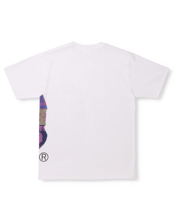 T Shirts Bape Snow Pattern Side Big Ape Head Homme Blanche | EHKGJ7806