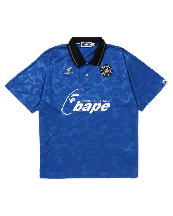 T Shirts Bape Soccer Game Relaxed Fit Polo Homme Bleu | XVQNG5093