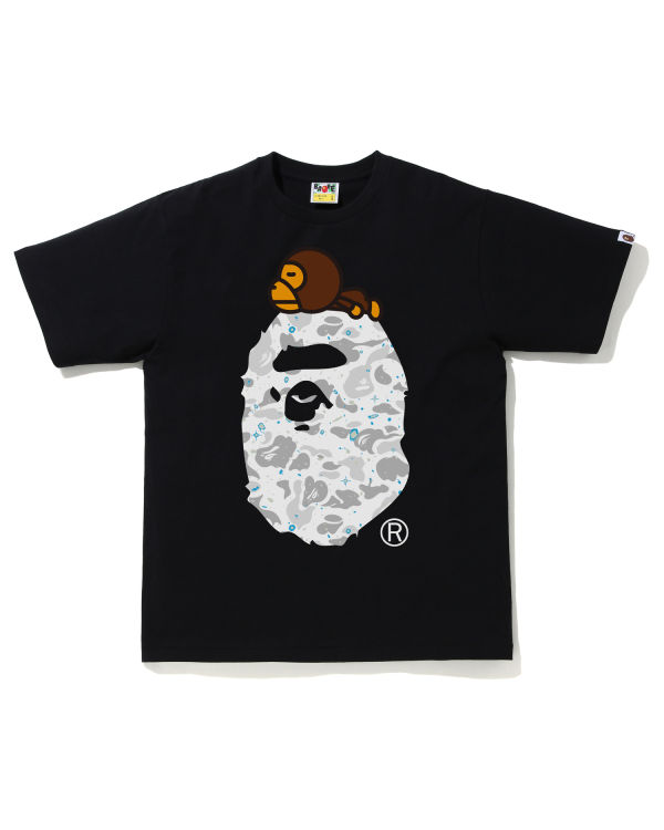 T Shirts Bape Space Camo Milo On Big Ape Homme Noir | LZXJQ8697