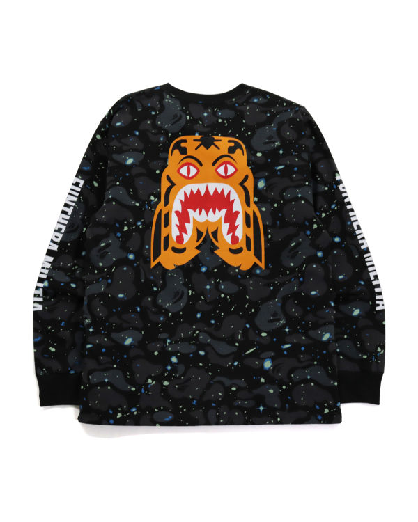 T Shirts Bape Space Camo Tiger L/S Homme Noir | PTRWV6130