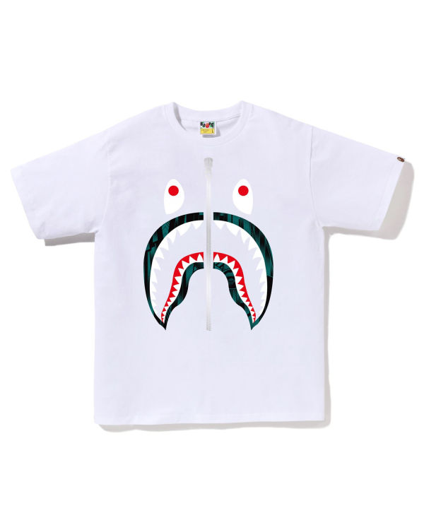 T Shirts Bape Speed Racer Shark Homme Blanche | ABIKL9637