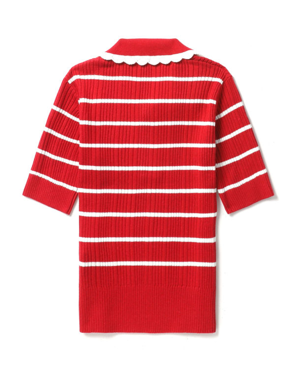 T Shirts Bape Stripe Femme Rouge Clair | CGPFD0169