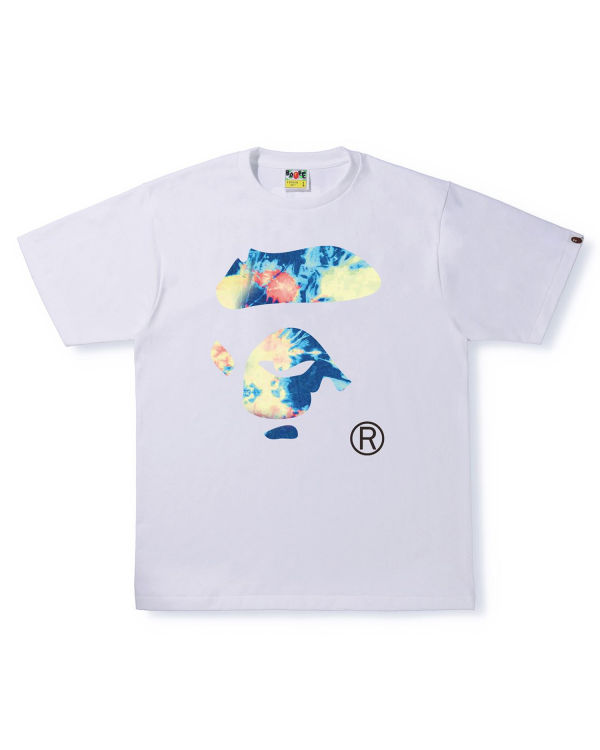 T Shirts Bape Tie Dye Ape Face Homme Blanche | WLVFA0471