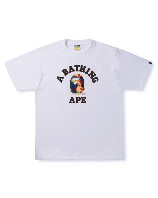 T Shirts Bape Tie Dye College Homme Blanche | JUMKT0154