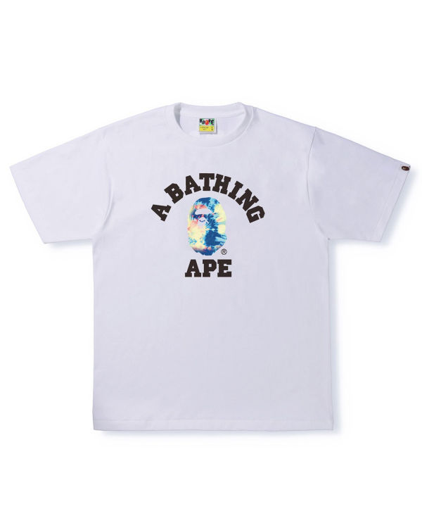 T Shirts Bape Tie Dye College Homme Blanche | JWMNB7239