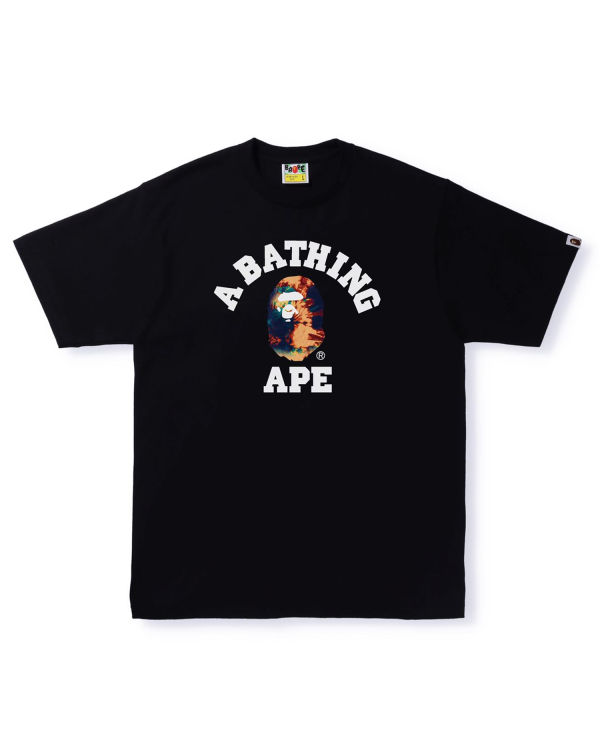 T Shirts Bape Tie Dye College Homme Noir | VPYFX4236