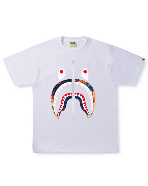 T Shirts Bape Tie Dye Shark Homme Blanche | CXFIU9713