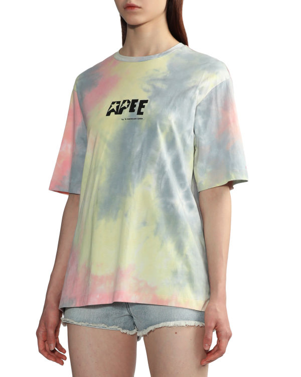 T Shirts Bape Tie-dye graphic slit Femme Rose | OUMGV6192