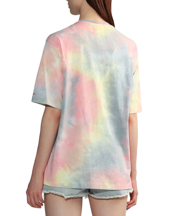 T Shirts Bape Tie-dye graphic slit Femme Rose | OUMGV6192