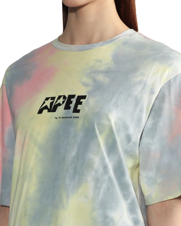 T Shirts Bape Tie-dye graphic slit Femme Rose | OUMGV6192