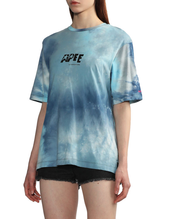 T Shirts Bape Tie-dye graphic slit Femme Bleu | YUWLF1865