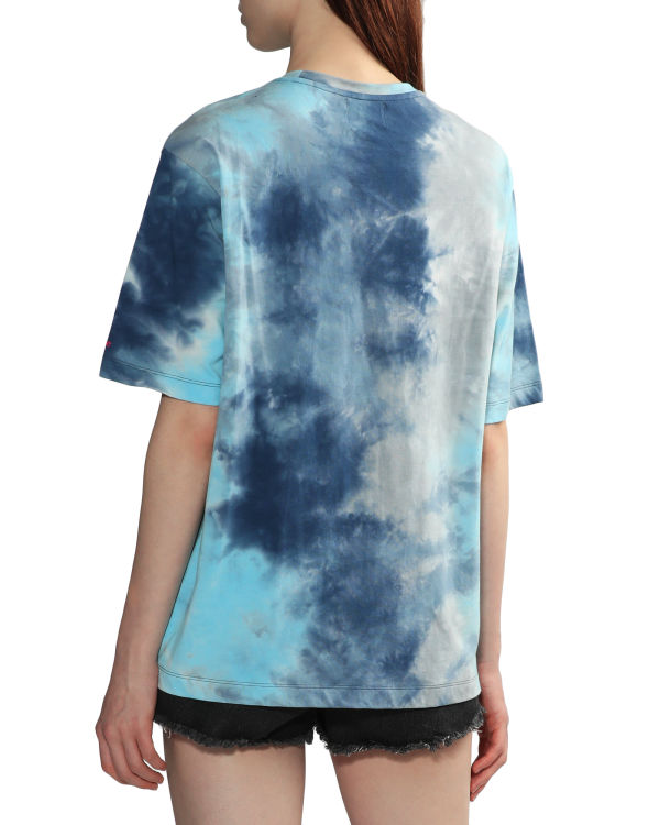 T Shirts Bape Tie-dye graphic slit Femme Bleu | YUWLF1865