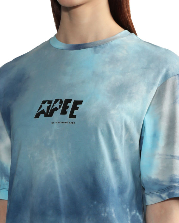 T Shirts Bape Tie-dye graphic slit Femme Bleu | YUWLF1865