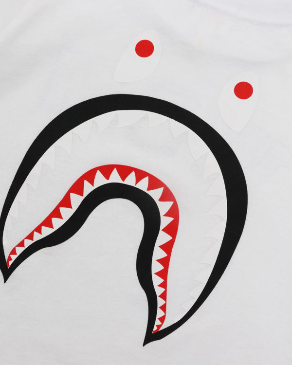 T Shirts Bape WGM Shark L/S Enfant Blanche | CZDVU8467