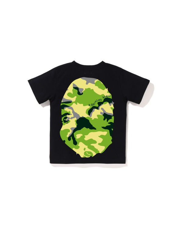 T Shirts Bape Woodland Camo Big Ape Head Enfant Noir | ZXEWL0746