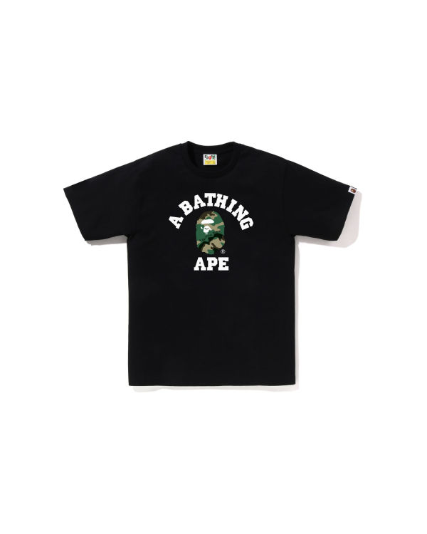 T Shirts Bape Woodland and Camo College Homme Noir | CNPXH3781