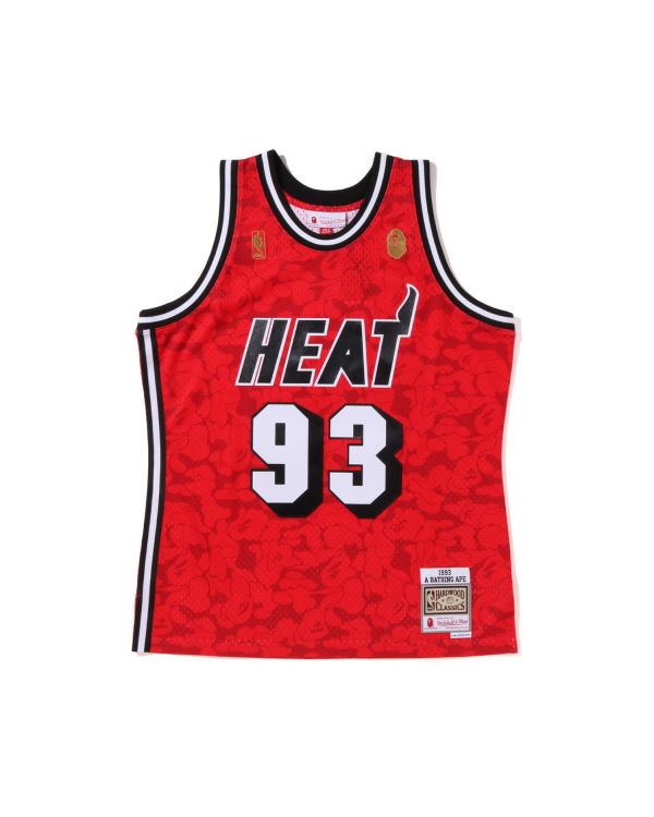 T Shirts Bape X M&N Miami Heat Jersey Homme Rouge Clair | JACDM4385