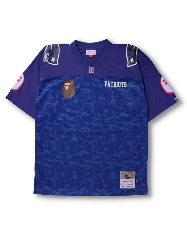 T Shirts Bape X M&N NFL New England Patriots Legacy Jersey Homme Bleu | QBYCZ8306