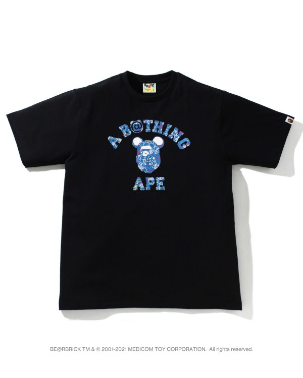 T Shirts Bape X Medicom Toy Camo BE@R College Homme Noir | NJRAU0469