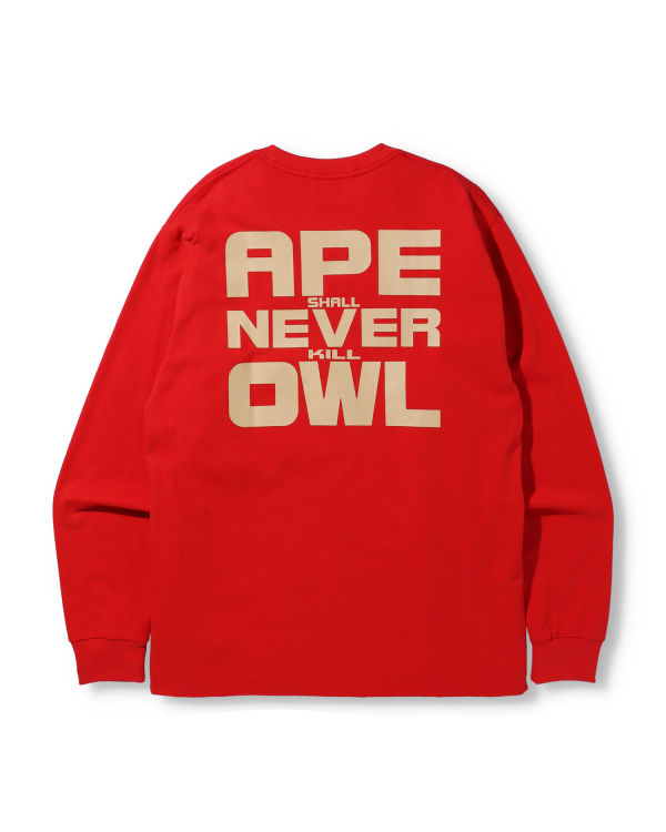 T Shirts Bape X OVO Long Sleeve Homme Rouge Clair | NHGCP3642