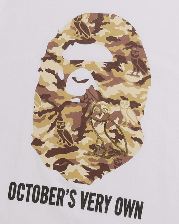 T Shirts Bape X OVO Woodland Camo Ape Head Homme Blanche | NFBUJ8564