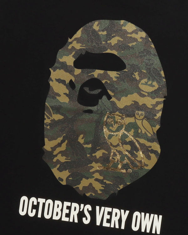 T Shirts Bape X OVO Woodland Camo Ape Head Homme Noir | XUSOZ7245