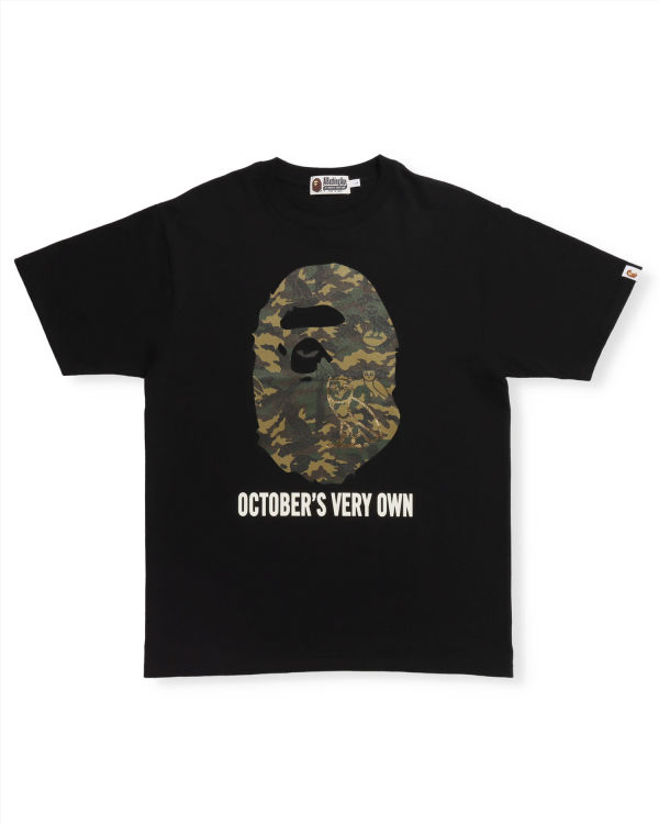 T Shirts Bape X OVO Woodland Camo Ape Head Homme Noir | XUSOZ7245