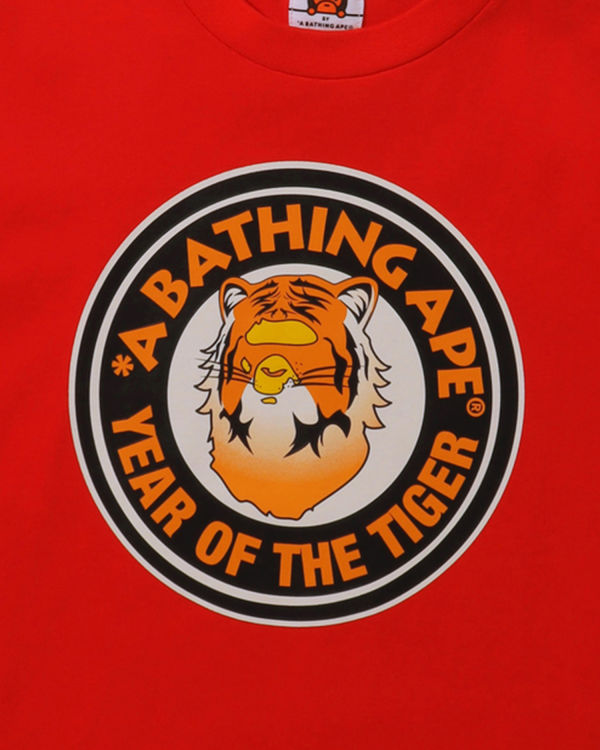 T Shirts Bape Year Of The Tiger Enfant Rouge Clair | CSJFU4513