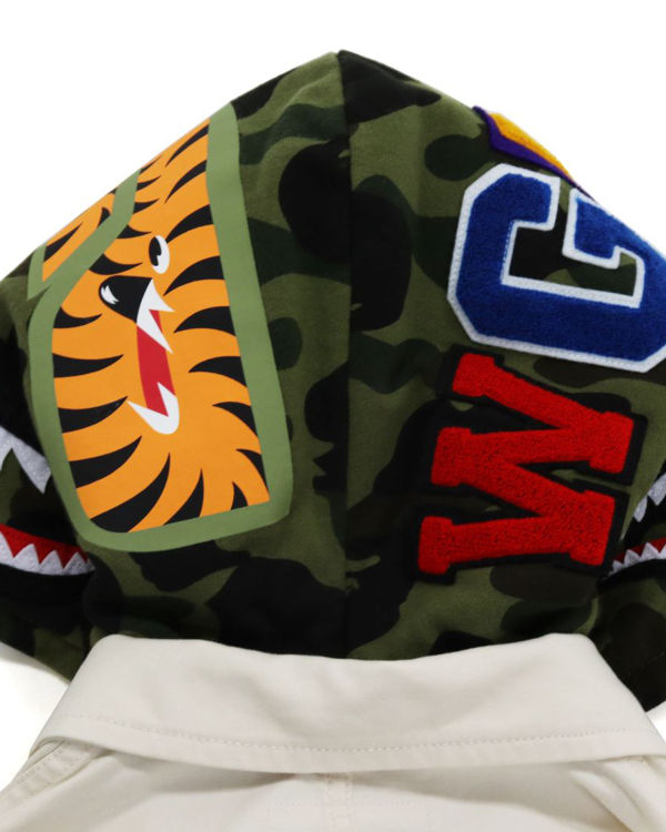 Vestes Bape 1st Camo Shark Hood Larges Femme Blanche | VHUGQ7601