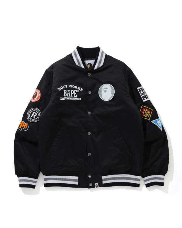 Vestes Bape Archive Patch Puffer Nylon Varsity Homme Noir | GSWUD4021