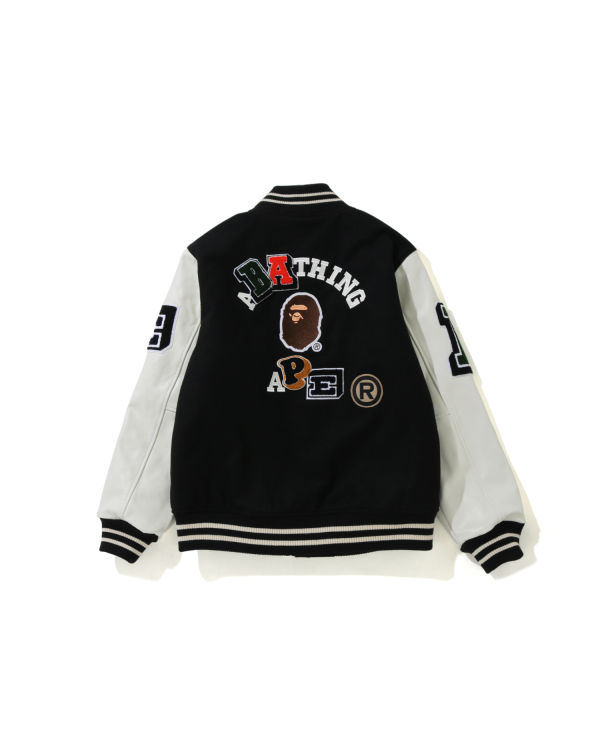 Vestes Bape Crazy Patch Varsity Homme Noir | UIPGR1962