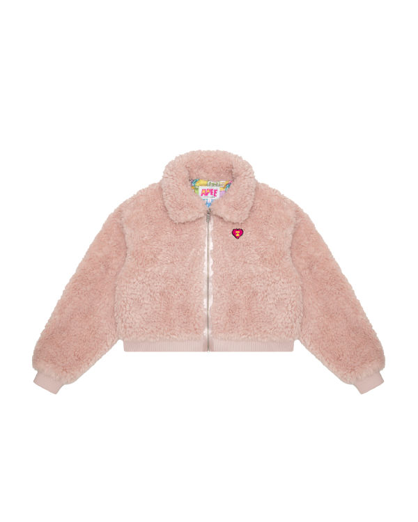 Vestes Bape Faux fur Femme Rose | WNBOE3605