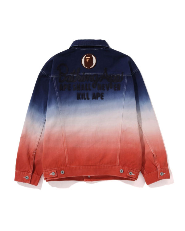 Vestes Bape Gradation Champion Denim Femme Bleu Marine Blanche Rouge | DVAIE9620