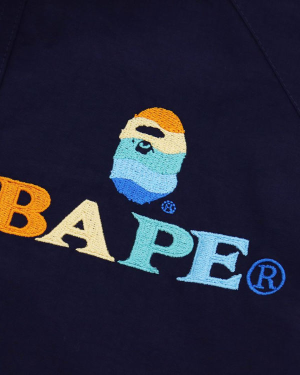 Vestes Bape Logo Embroidery Overs Femme Bleu Marine Bleu | MWIKH5462