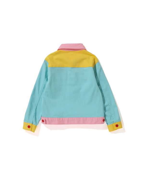 Vestes Bape Milo Button Fly Enfant Bleu Jaune Rose | UDSYQ2573