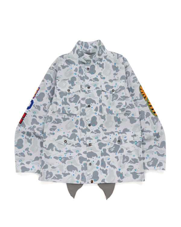 Vestes Bape Space Camo Shark M-65 Homme Blanche | LDECH7842